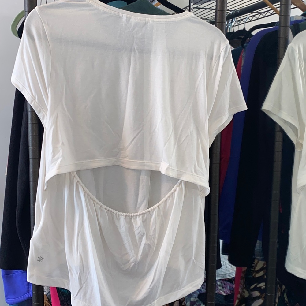 Athleta Classic White Tee with open back - Picture 3 of 4